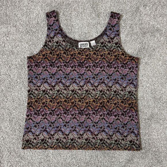 Chico's Tops - Chicos Design Tank Top Womens Size 2 Purple Blue Sheer Textured Knit Boho